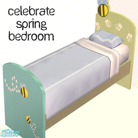 Sims 2 — Celebrate Spring Bedroom - Bed by agaliha5 — This bedroom is a recolor of NoFrills Honeybee Sets. You must