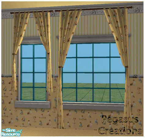 Sims 2 — Childhood Dreams - Curtains by pegasussims — The cute curtains feature vintage fabrics.