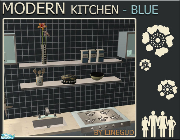 Sims 2 — Modern Kitchen - Light Blue - Shelves by linegud — A new recolor set of my Modern Kitchen in light blue. 