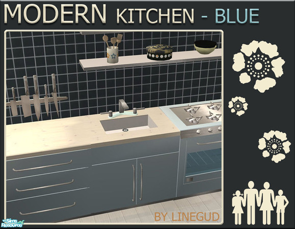Sims 2 — Modern Kitchen - Light Blue - Sink by linegud — A new recolor set of my Modern Kitchen in light blue. 