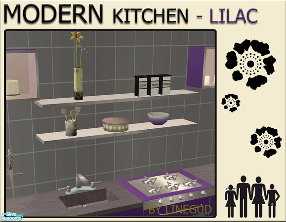 Sims 2 — Modern Kitchen - Lilac - Shelves by linegud — A new recolor set of my Modern Kitchen in lovely lilac. 