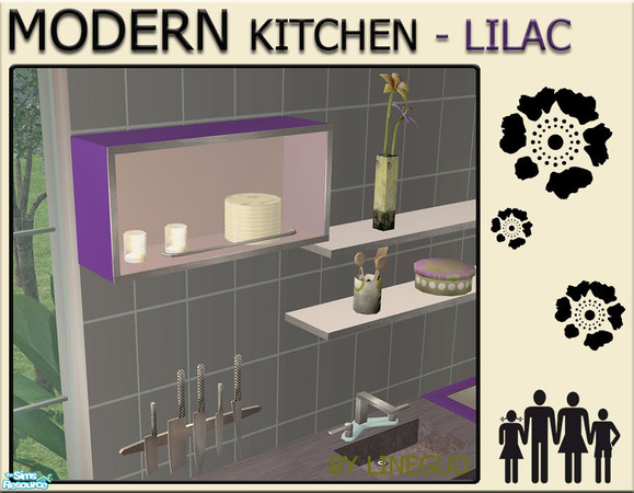 Sims 2 — Modern Kitchen - Lilac - Cabinet by linegud — A new recolor set of my Modern Kitchen in lovely lilac. 