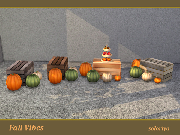 The Sims Resource - Fall Vibes Crate Table with Pumpkins