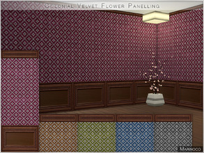Sims 4 — Colonial Velvet Flower Panelling by Marinoco — Contains 5 colors. White flower pattern on velvet background with