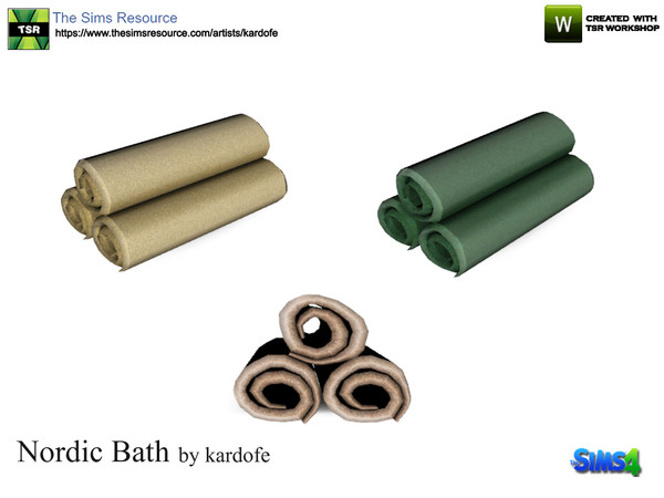 Sims 4 — kardofe_Nordic Bath_Rolled towels by kardofe — Group of three rolled towels, in three color options