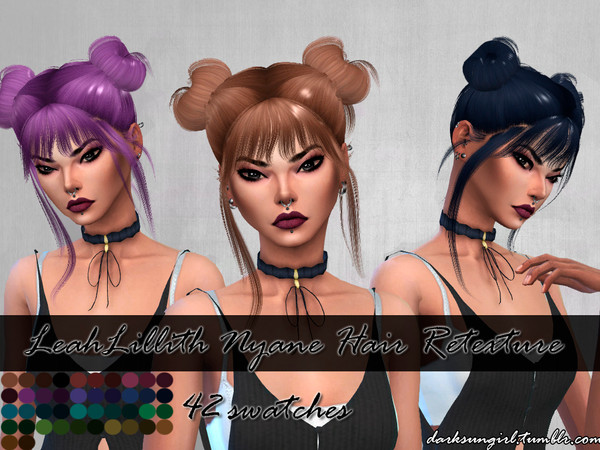 Sims 4 — LeahLillith Nyane Hair Retexture - Mesh needed by DarksunGirl — - comes in 42 colors - mesh by LeahLillith -