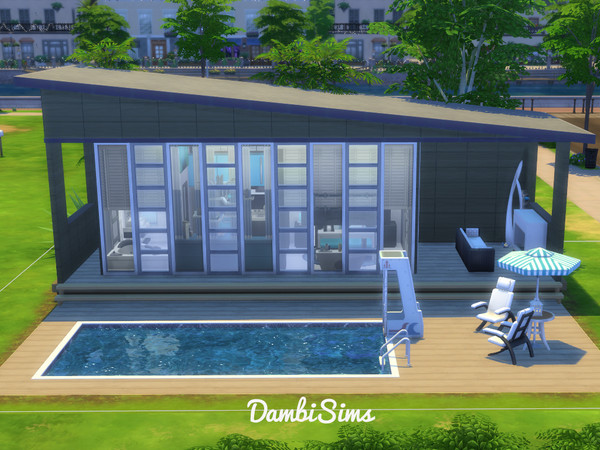 Sims 4 — Modern Tiny Villa by dambisims — This build is a small luxury villa with a swimming pool. It have a full