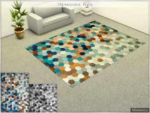 Sims 4 — Hexagons Rug by Marinoco — Contains 2 colors. Contemporary pattern offers one coloured version with blue and