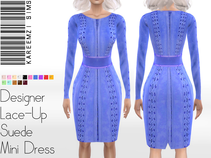 Sims 4 The Sims Resource | Designer Lace-Up Suede Mini Dress by TSR Creator