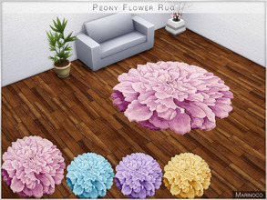 Sims 4 — Peony Flower Rug by Marinoco — Contains 4 colors. Sweet, cute rug in a shape of peony flower brings nature and