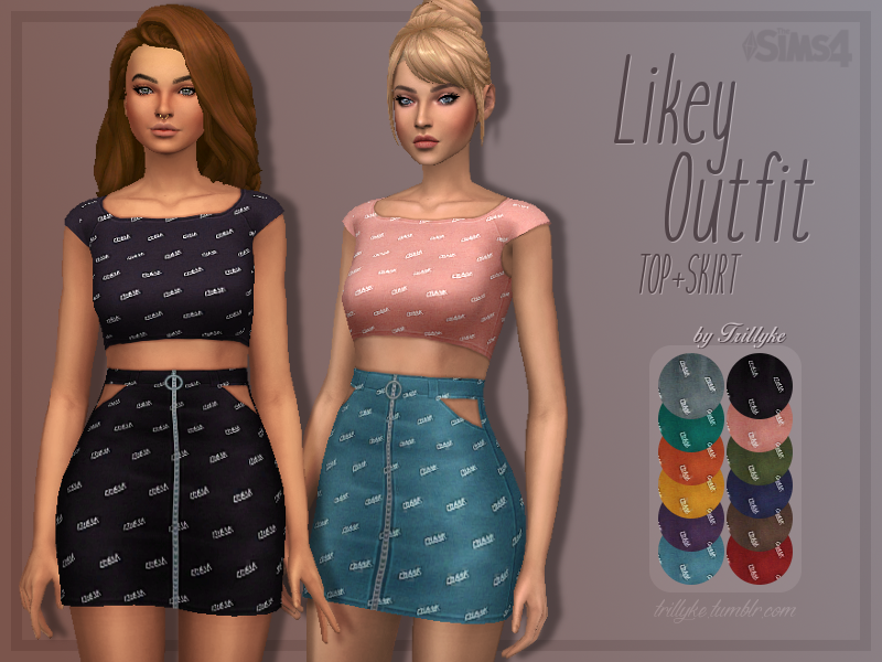 Trillyke Likey Outfit Top Skirt