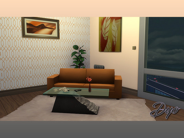 Sims 4 — wall 3 orange by dyokabb — Wallpaper orange NSBC