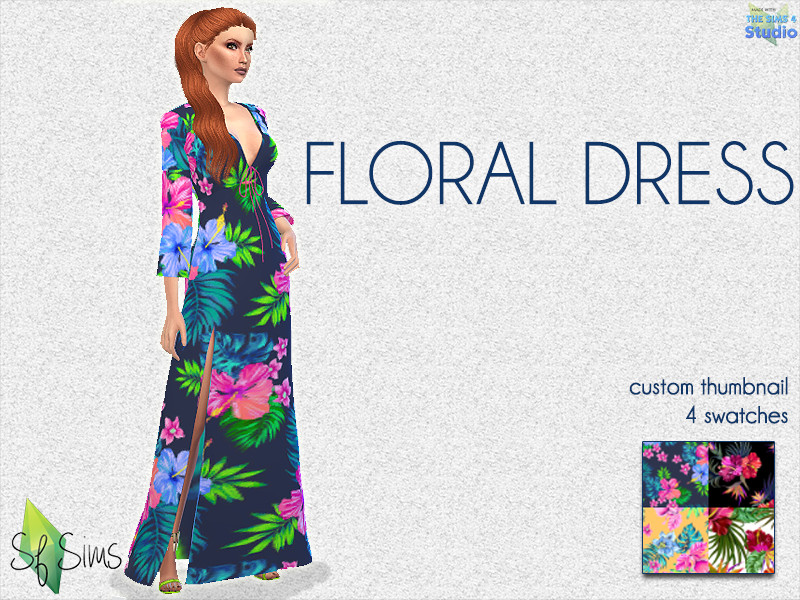Sims 4 The Sims Resource | FLORAL Dress - SF Sims - Mesh needed by TSR Creator