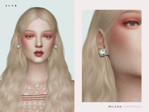 Sims 4 — Milena Earrings by SLYD — Pearl earrings detailed with studs, rubies and sapphires. ** New mesh by me. **