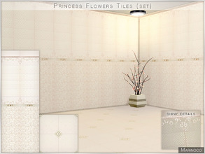 Sims 4 — Princess Flowers Tiles (set) by Marinoco — Contains 1 wall + 1 floor. Tender flowers, dots and ornaments with