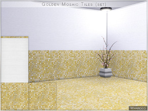 Sims 4 — Golden Mosaic Tiles (set) by Marinoco — Contains 1 wall + 1 floor. Elegant little mosaic comes with golden