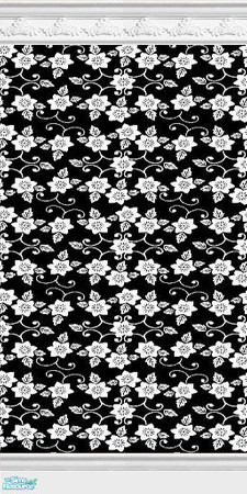 Sims 2 — White Flowers, Black Wall by TSR Archive — For those who like the warmth of a pattern, but still want the