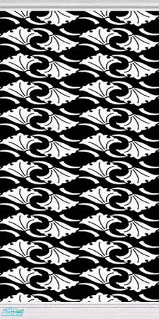 Sims 2 — Black Walls, White Flowers  by TSR Archive — Jet black walls with a pattern that looks sorta like tulips. Or,