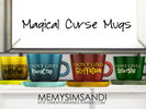 Sims 4 — Magical Curse Mugs by memysimsandi — What better way to start your day by not giving a ______! With these four