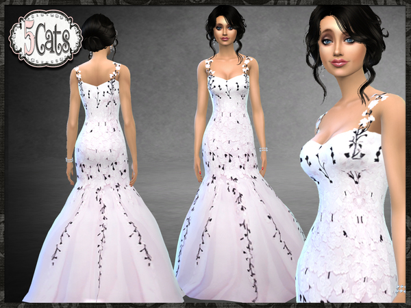 The Sims Resource - Bridal Blush Floral Mermaid Gown New Mesh