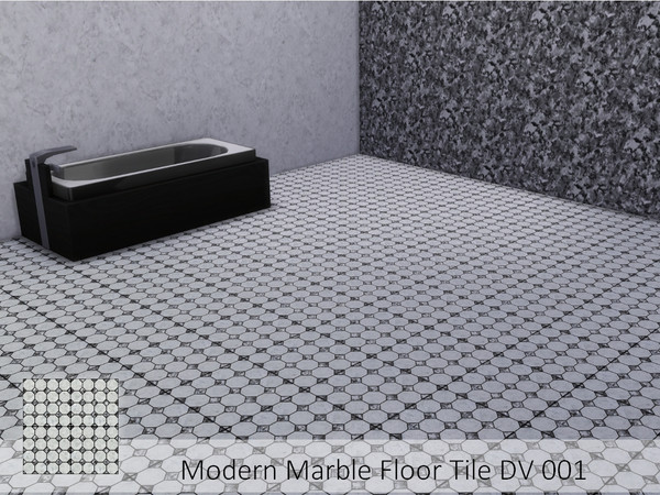 Sims 4 — Modern Marble tile Floor DV001 by cm_11778 — Black &amp;amp;amp; White marble tile floors for bathrooms,