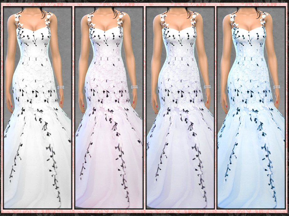 The Sims Resource - Bridal Blush Floral Mermaid Gown New Mesh
