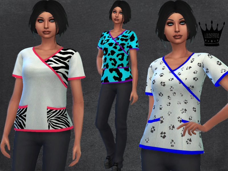 The Sims Resource Ladyn9nna Print Scrub Set Cats And Dogs Needed