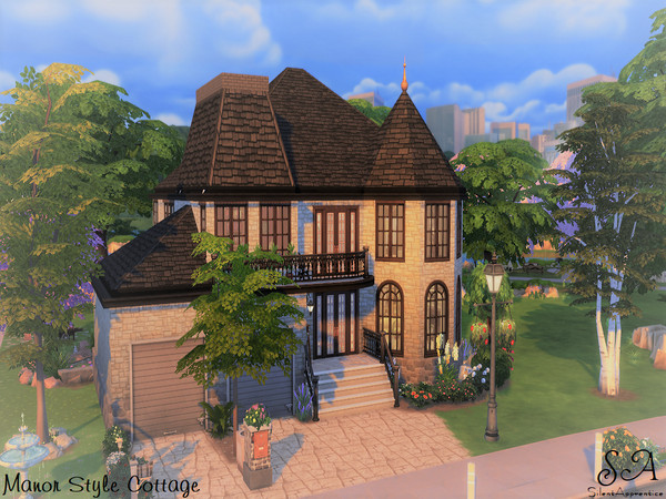 Sims 4 — Manor Style Cottage by silentapprentice2 — Manor Style Cottage for single family. Plans found on