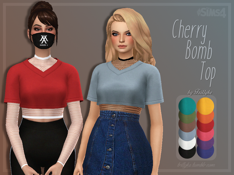 The Sims Resource Trillyke Cherry Bomb Top And Accessory Fishnet Top