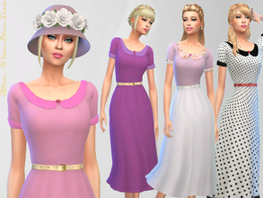 Sims 4 — Cute Winter Bloom Dress by alin2 — A simple Maxis Match dress/outfit for your sims with belt and a single