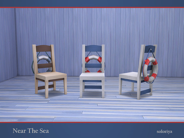Sims 4 — Near The Sea Chair by soloriya — Dining chair with a lifebuoy. Part of Near the Sea set. 2 color variations.