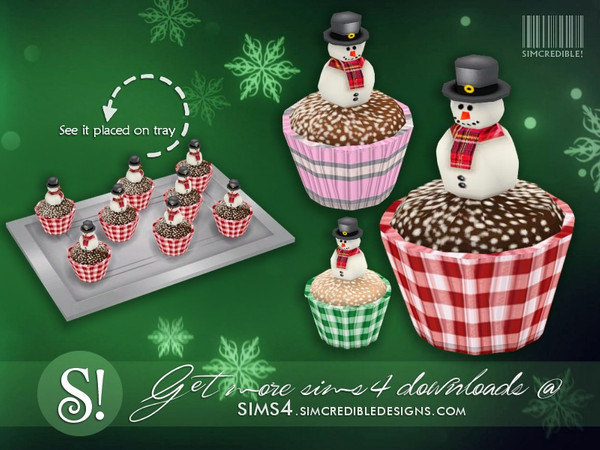 Sims 4 — Holiday Yummies - cupcake snowman *decor only* by SIMcredible! — by SIMcredibledesigns.com available at TSR 3