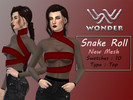 Sims 4 — WS Snake Roll Top by Wonder_Sims — - Snake Roll Top (Female) - Sims 4 New 3D Mesh - 10 Swatches - All LODS - HQ