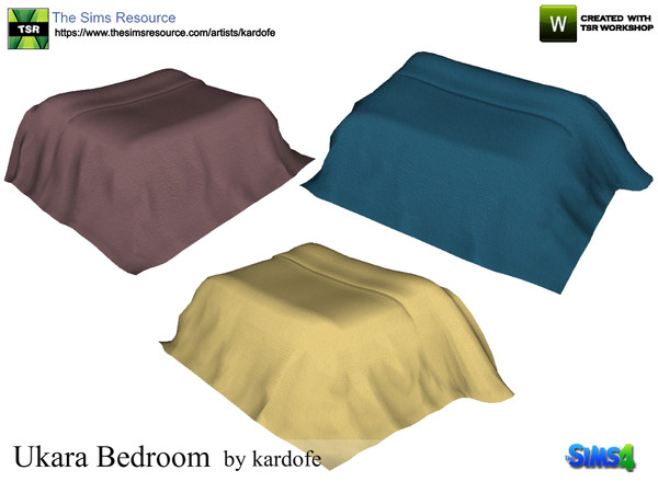Sims 4 — kardofe_Ukara Bedroom_Blanket by kardofe — Blanket to place on the bed, no need trick, in three color options