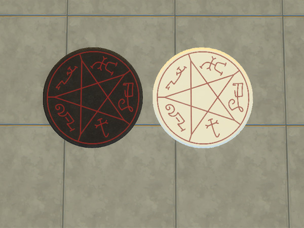 Sims 4 — Devil's trap floor rug  by Mandi_6277 — Your choice of two colors - large area rug with the devil's trap