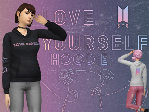 Sims 4 — BTS Love Yourself Hoodie by Yor — I made a Hoodie I saw on ebay for my sims game and decided to share it with