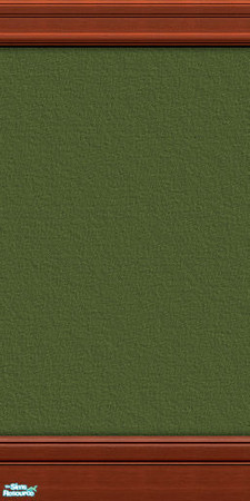 Sims 2 — FLW Prairie Wall 3 by Nikki041498 — Deep green stucco wall with rich redwood crown molding, and base board.