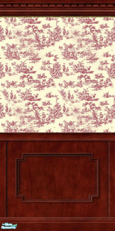 Sims 2 — Red Toile WallSet - Wall Four by jyackley01 — This Wall features a lovely red scenic toile pattern. 