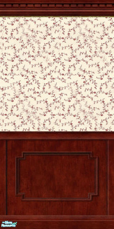 Sims 2 — Red Toile WallSet - Wall Three by jyackley01 — This Wall features a delicate small floral toile design.