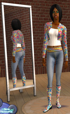 Sims 2 — Spring Jacket and Jeans by LillyKP — A two piece outfit for lovers of colors. Both files use Maxis meshes and