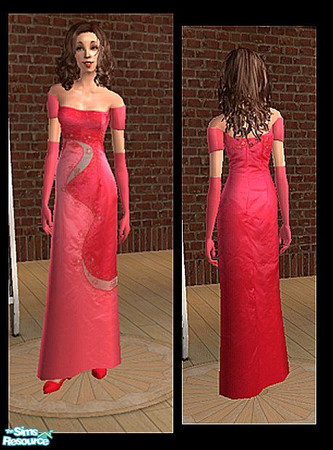 Sims 2 — Red and Pink Formal by LadyDeluxe — A beautifully silk made dress that your sims will love to dress up in. Can