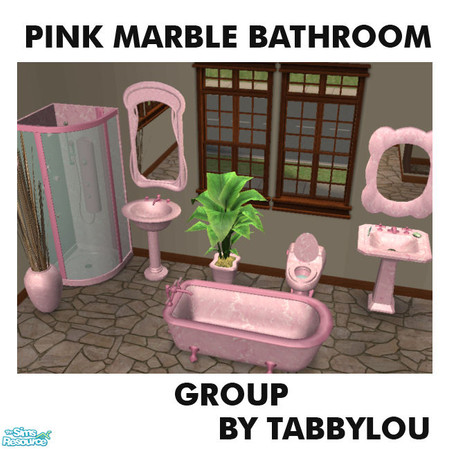Sims 2 — TL - Pastel Pink Marble Bathroom by TabbyLou — Pastel Pink Marble Bathroom recolor of Maxis items in Match This