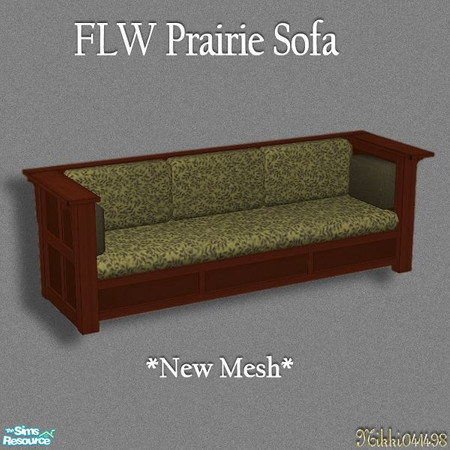 Sims 2 — FLW Prairie Sofa by Nikki041498 — *New Mesh* Simple botanical patterned cushions are surrounded by richly