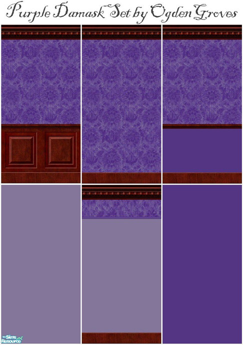 The Sims Resource - Victorian Purple Damask Wallpaper Set