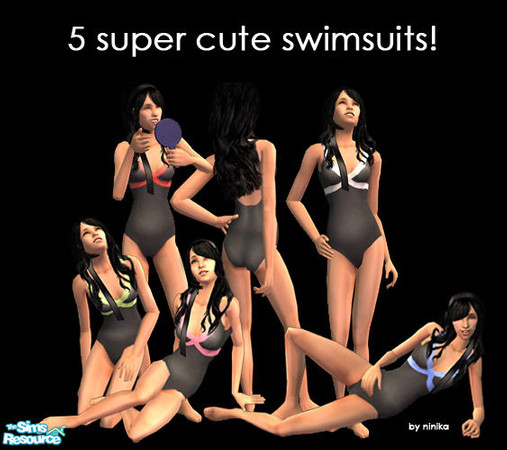 Sims 2 — Super cute swimsuits by Ninika — A set of 5 basic, but super cute swimwears. Without heels! 