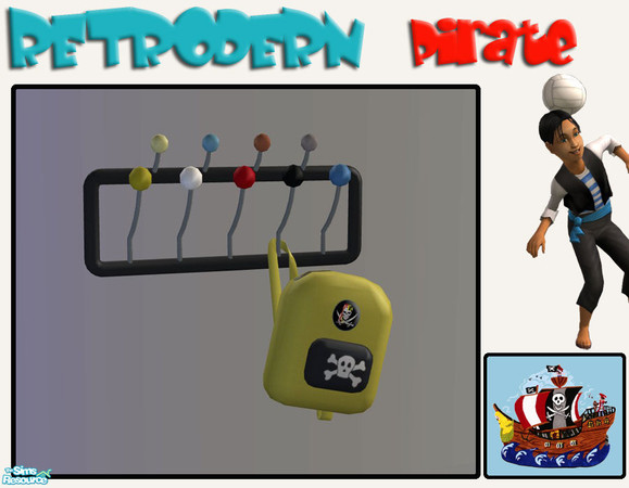 Sims 2 — Retrodern pirate - Coat rack by linegud — A pirate recolor of my retrodern childrens room.... well suited for