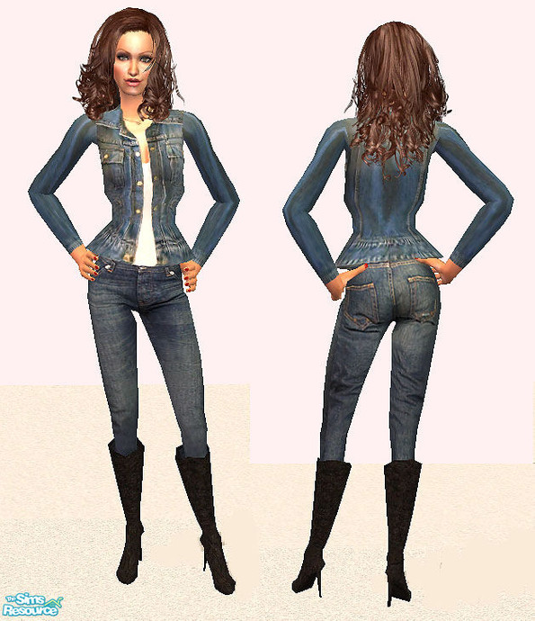 The Sims Resource - Denim Jacket and Jeans - White Shirt