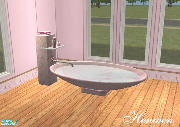 Sims 2 —  Soft Pink Marble Tub by Henwen — Sunair's wonderful tub mesh in marble.