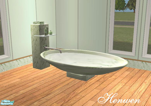 Sims 2 —  Sea Green Marble Tub by Henwen — Sunair's wonderful tub mesh in marble.