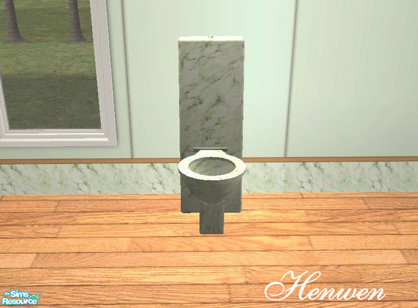 Sims 2 —  Sea Green Marble Toilet by Henwen — Sunair's wonderful toilet mesh in marble.